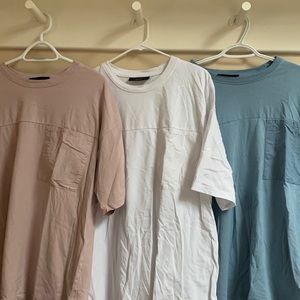THREE OVERSIZED CREWNECK POCKET TEE SHIRTS! BUNDLE!!!